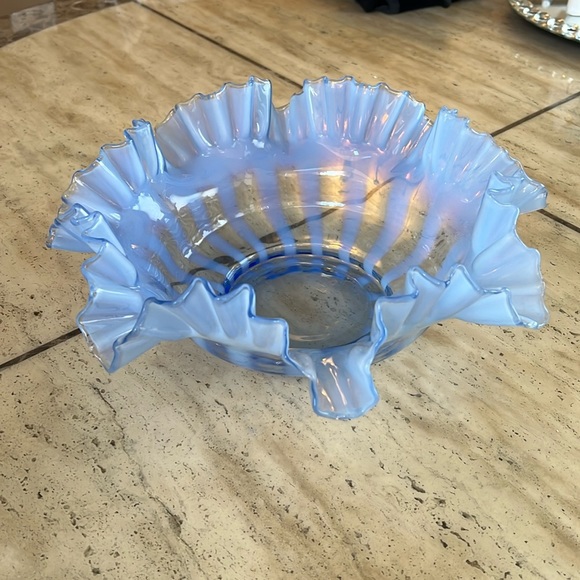 Fenton Other - Vintage Fenton blue rib ruffled bowl
